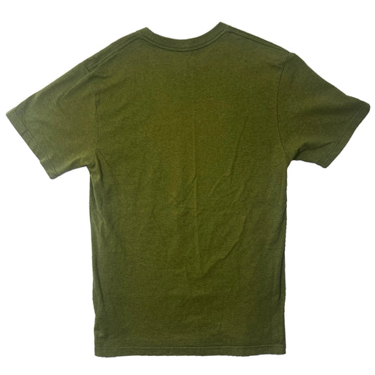 Army green t-shirt on a white background