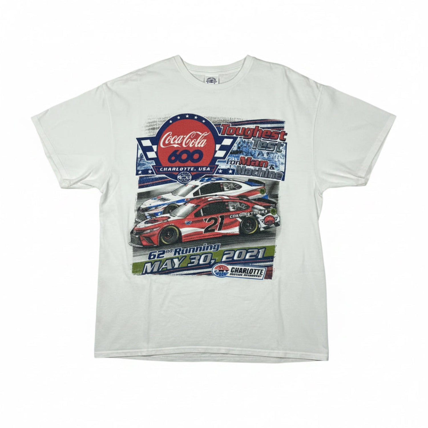 Coco Cola 600 Toughest Test graphic print on a white t-shirt