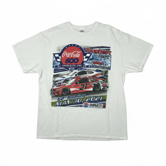 Coco Cola 600 Toughest Test graphic print on a white t-shirt