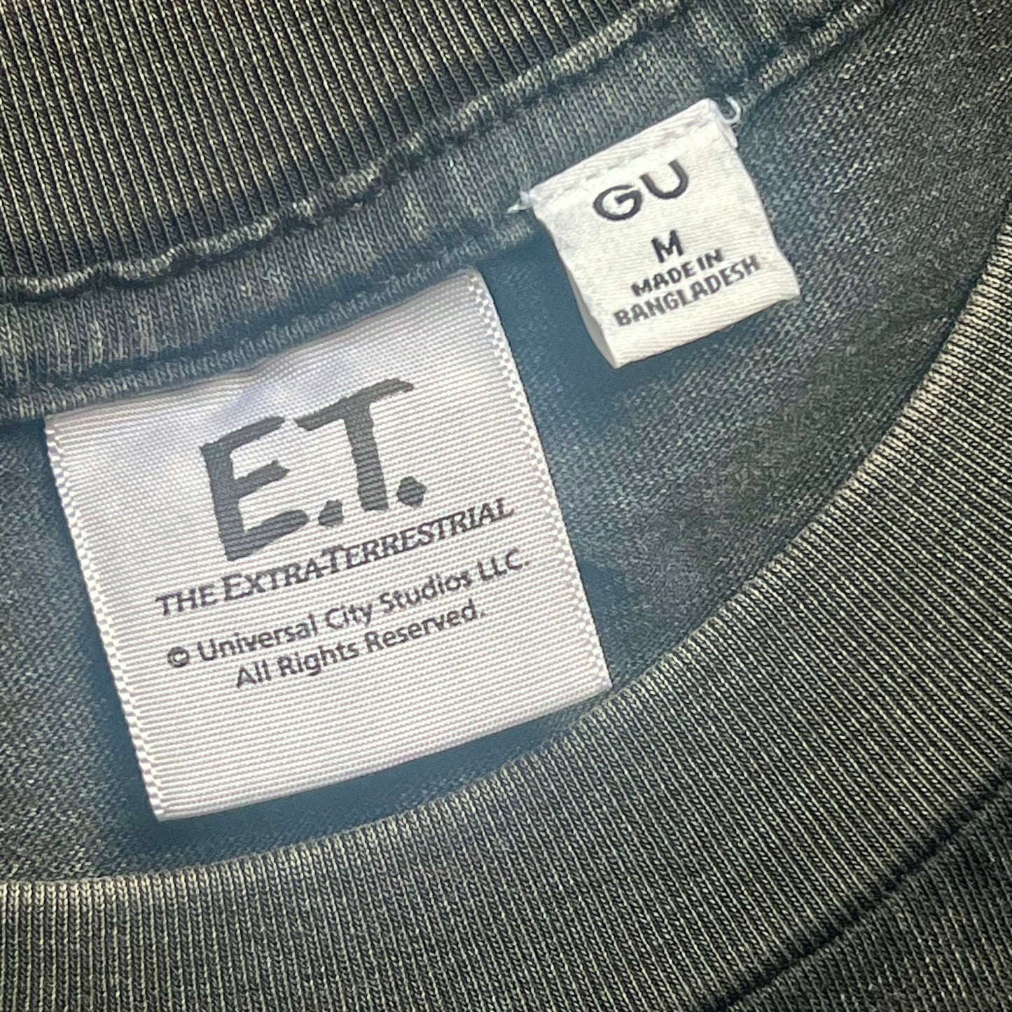 E.T. The Extra Terrestrial and GU info. on a a carelabel