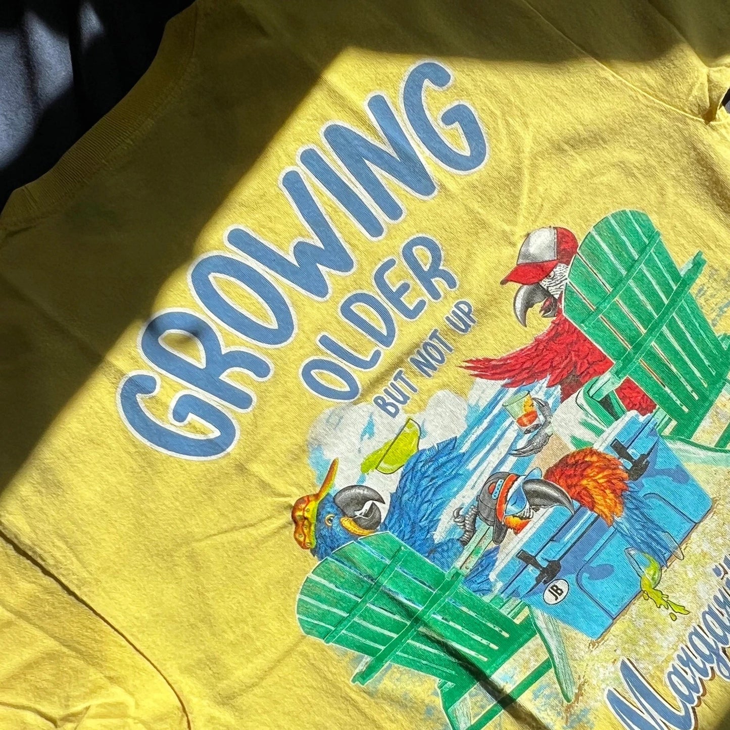 100% cotton Yellow colour lt-shirt with Growing older but not up wordings