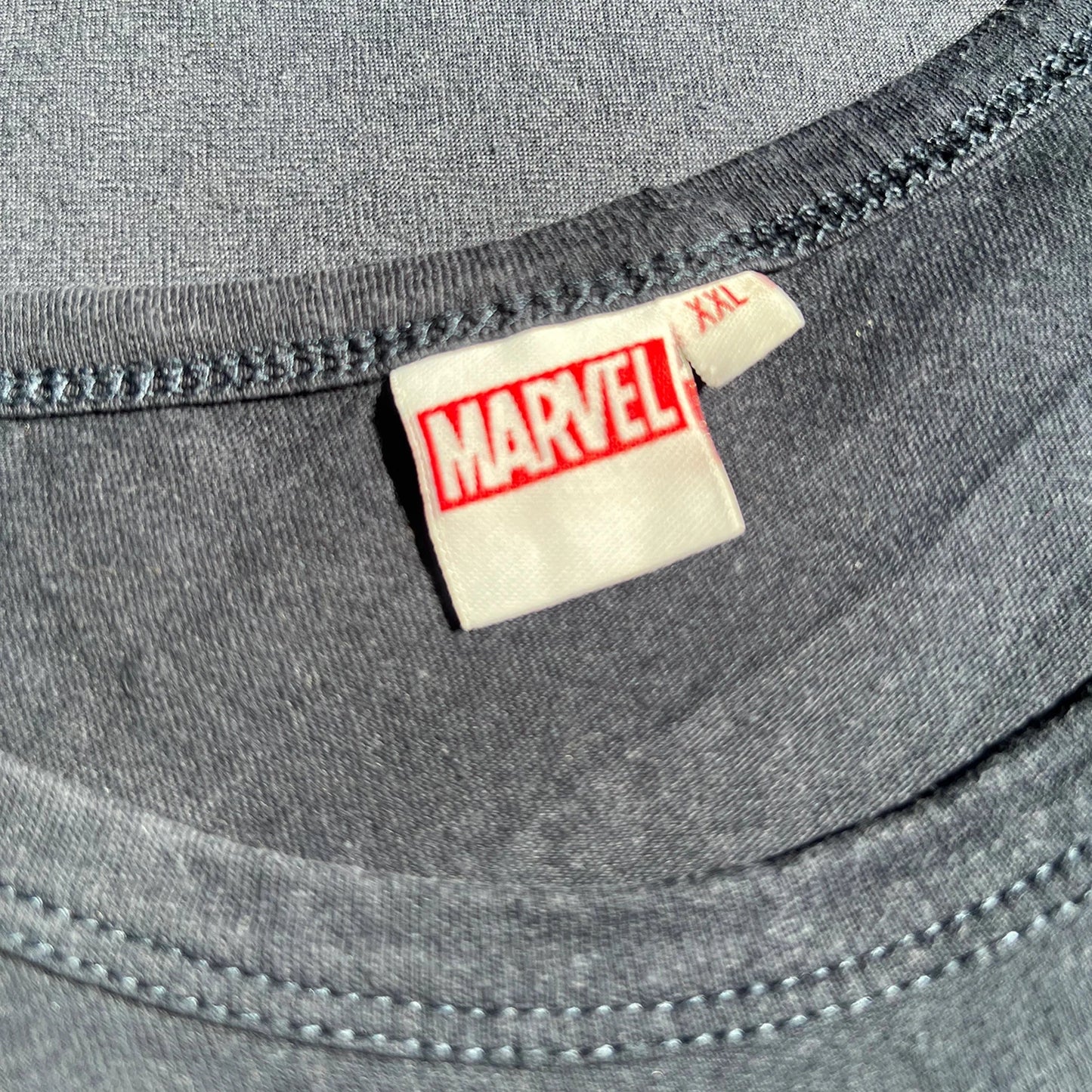 Navy Blue Tank Top with Marvel logo and XXL carelabel