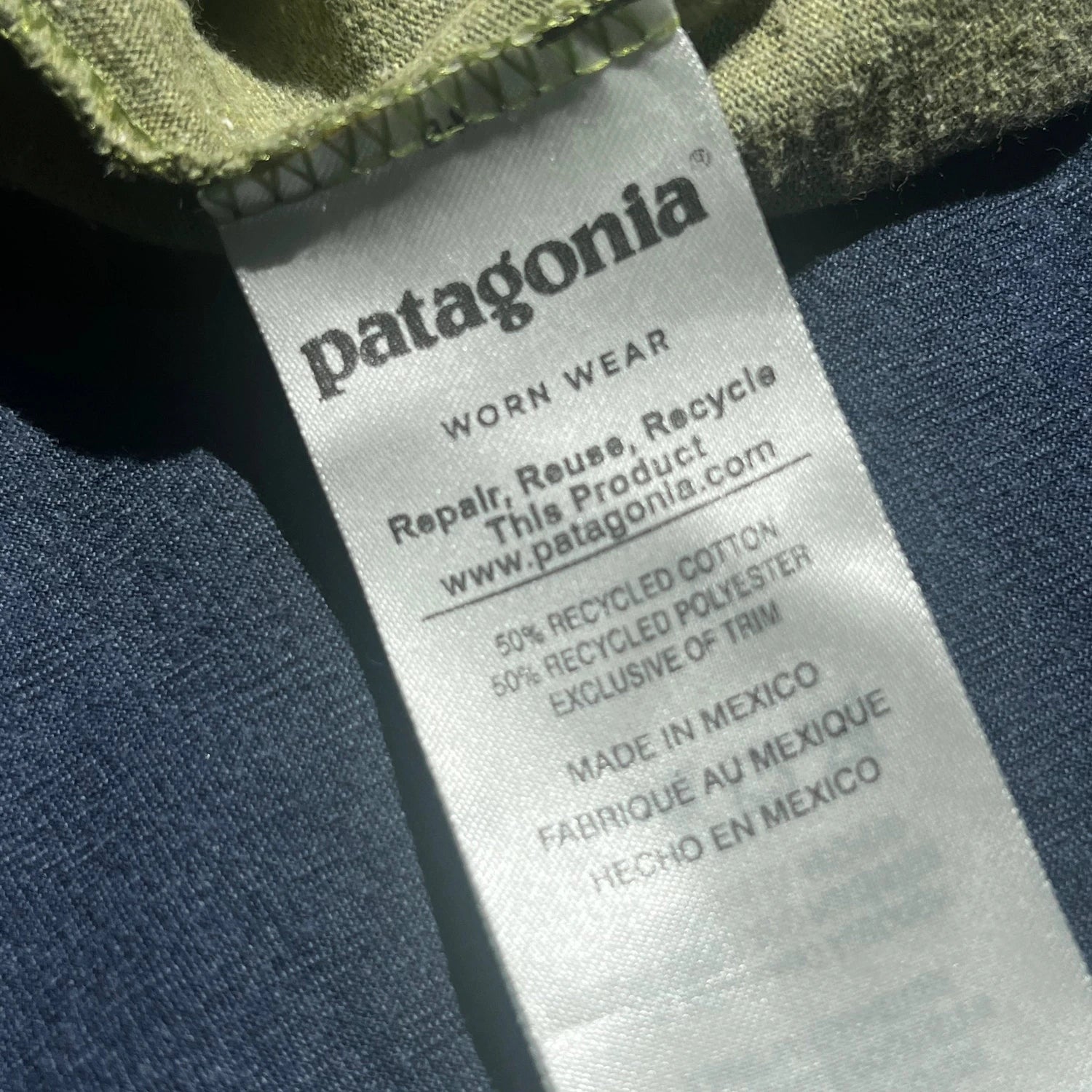 Patagonia carelabel with recycling information.