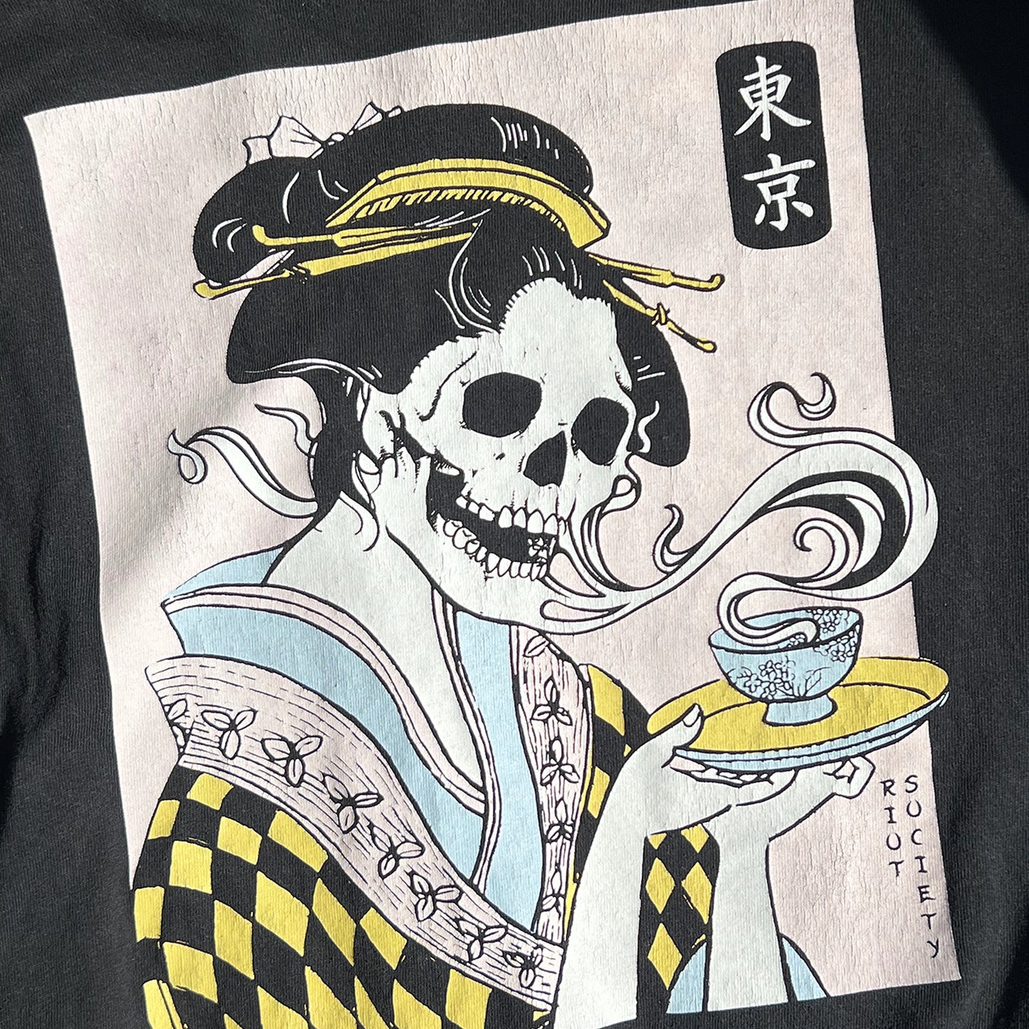 Skeleton Geisha | Black L Cotton Long Sleeve | Skeleton Print Find